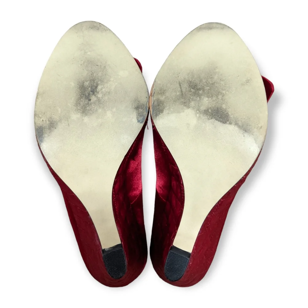 Steve Madden Ruby Red Satin Wedge Shoe, 8M